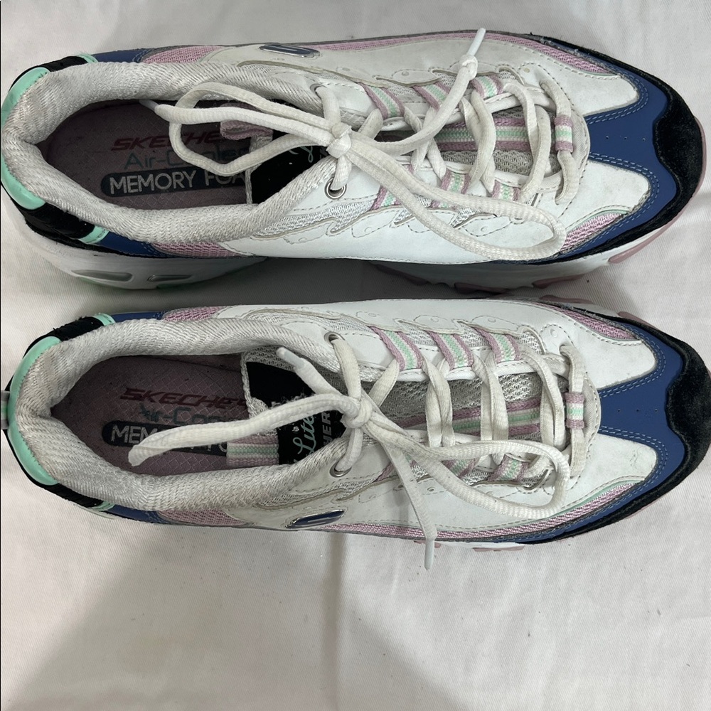 Skechers D’ Lites air-cooled, memory foam athletic shoes size 9. White/pink/blue - Picture 5 of 9